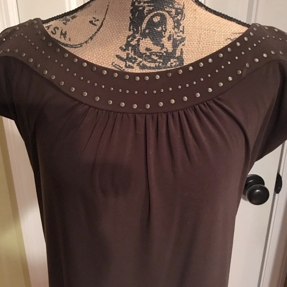 Bisou Bisou Gorgeous knit dress size 8 Cocoa Brown With Studs - Picture 2 of 6